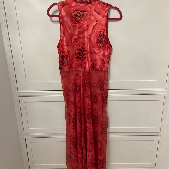 Vintage Red CoverUp Roses Dress - Picture 2 of 8